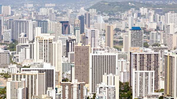 Downtown Waikiki seen from Diamond Head Hawaii