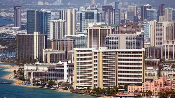 Downtown Waikiki seen from Diamond Head