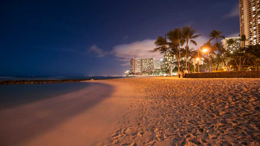 Waikiki beach by night