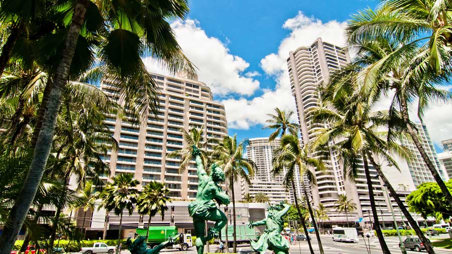 Waikiki area in Honolulu Oahu