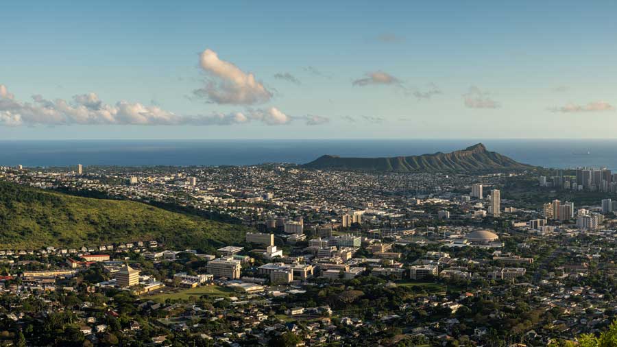 panorama of Waikiki and Honolulu from Tantalus