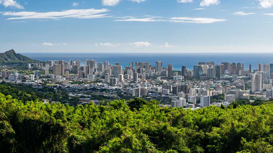 panorama of Waikiki and Honolulu from Tantalus